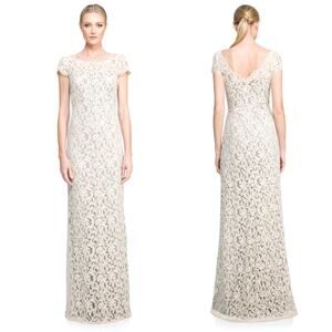Tadashi Shoji Ivory Lace Gown Mermaid Bridal Wedding Dress Champagne 14